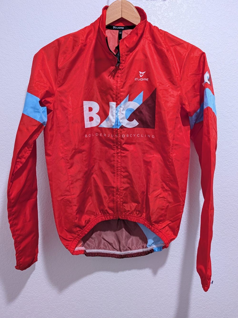 Cuore Boulder Junior Cycling (BJC) Red Wind Jacket - Youth Size 152